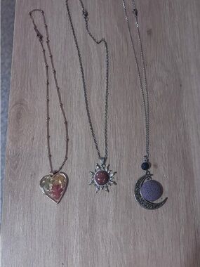 Gold-Tone Heart Pendant Necklace with Multicolor Inlay - Women Jewelry